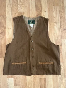 Vintage Orvis Duck Canvas Lined Button Down Vest Mens Size Large Cotton Brown - Picture 1 of 5