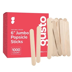 Gusto 1000 Count Jumbo 6 Inch Wooden Multi-Purpose Popsicle Sticks, Craft - Picture 1 of 7