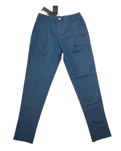 Kiton $2,360 NWT Blue Cotton Silk Comfort Drawstring Trousers Pants Jeans 33 - Picture 1 of 9
