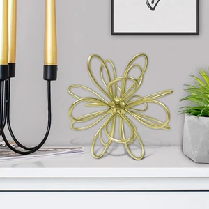 6in x 6in Contemporary Metal Floral Tabletop Orb Gold Home Decor Gift NEW - Picture 1 of 5