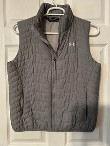 Under Armour Vest Womens Size Large Gray Puffer Full Zip Up EUC Cold weather - Picture 1 of 5
