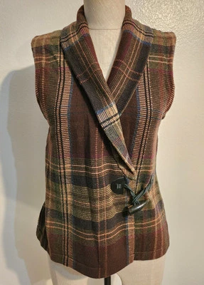 Blusa Top Ralph Lauren A Cuadros Marrón Vedt Para Mujer Talla M 100% Algodón Foto 1 de 4