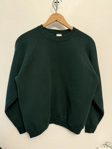Vintage 90s Large Fruit Of The Loom Blank Pullover Sweatshirt USA Forest Green - Bild 1 von 7