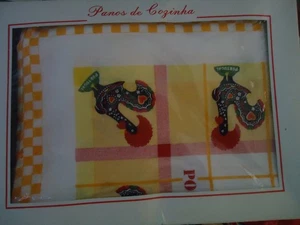 8er Set PORTUGIESISCHE BAUMWOLLE Küchentücher VOLKSKUNST Hähne PANOS DE COZINHA - Bild 1 von 10