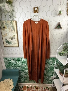 Cárdigan largo acanalado naranja óxido Umgee - talla - mediano - Imagen 1 de 5