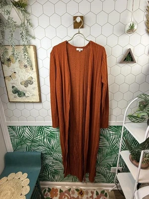 Umgee Rust 橙色长罗纹针织开衫 - 尺寸 - 中号 — 第 1/4 张图片