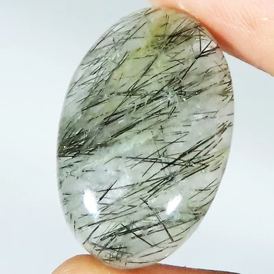 Natural Black RUTILE QUARTZ Oval Cabochon Gemstone 28.50 CT 17x26x5 mm LM-65 - Image 1 of 4