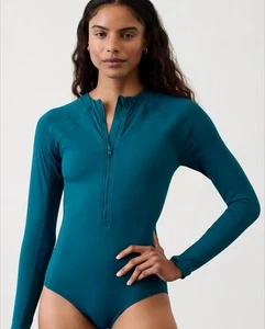 Nuevo traje de baño Athleta Sun Shield de una pieza Rashguard talla M verde azulado costero $119 - Imagen 1 de 6