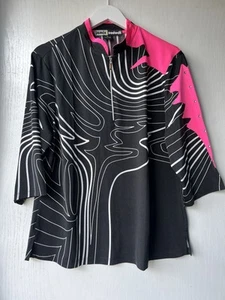 Jamie Sadock Golf Polo 3/4 Sleeve 1/4 Zip Black Pink Women’s Sz XL - Picture 1 of 6