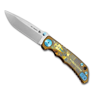 Spartan Blades Harsey Folder SF5KTUT King Tut Titanium MagnaCut Pocket Knife - Picture 1 of 3