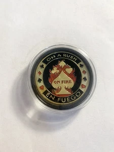 Lucky & Gift Colored Coin “ Poker Guard On Fire“40mm Big Coin with Capsule - Picture 1 of 2
