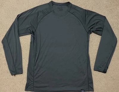 Patagonia Lightweight Capilene Base Layer Shirt Men's L Gray Striped Long Sleeve - Image 1 of 4