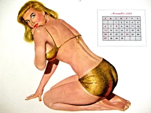 ESQUIRE "NOVEMBER 1949 / KALENDERBLATT" ~(11" X 16")~ *SEXY PIN-UP / KUNSTDRUCK* - Bild 1 von 4