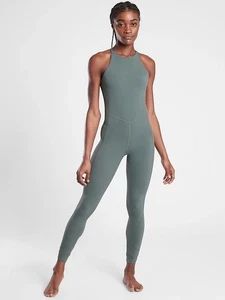 Athleta Bodysuit Pirouette Womens Small Green One Piece Stretchy Criss Cross - Picture 1 of 7