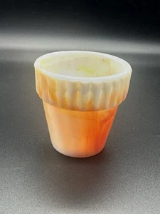 Maceta de vidrio de ágata Akro Alley naranja/blanco remolino borde acanalado mini - Imagen 1 de 7