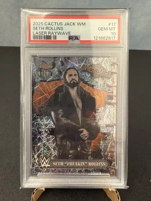 2025 Topps Chrome Seth Rollins Laser Raywave /20 Cactus Jack Wrestlemania PSA 10 - Image 1 of 2