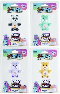 (4) World's Smallest CARE BEARS #6 Plush Birthday,Polite,Heartsong,Sweet Dreams