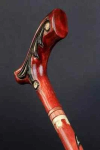 Walking Stick Carved Ergonomic Artisan Cane Wooden Handmade Exclusive Victorian - Picture 1 of 3