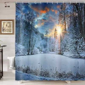 Bnodjos Tenda Doccia Neve Invernale Tessuto Extra Lunga 84 Pollici 72x72" Bagno - Foto 1 di 6