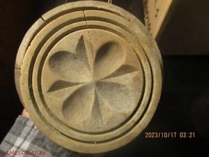 VTG Primitive HAND CARVED WOOD Star Starburst Round Butter Mold Press - Picture 1 of 5