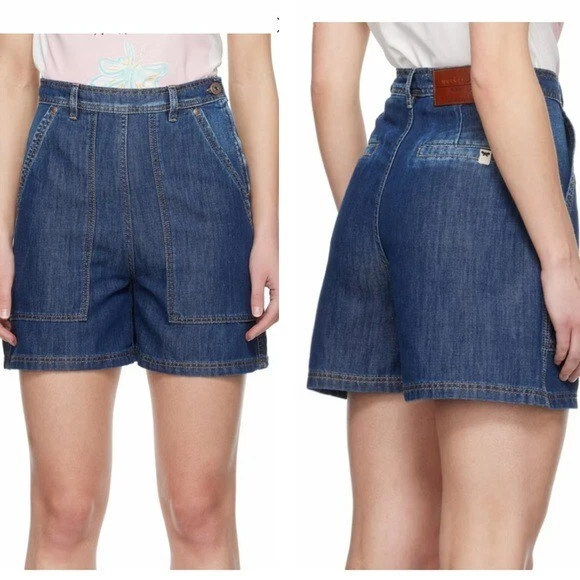 Pantalones Cortos Denim Weekend Max Mara “Elica” Mezcla Algodón y Lino Foto 1 de 4