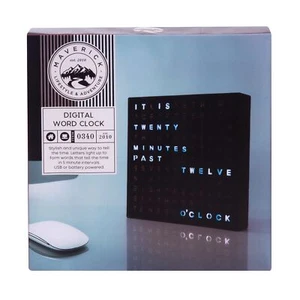 Maverick Word Clock Wall and Tabletop Modern USB Battery Operated Digital Clock - Picture 1 of 4