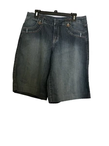 Women's Bandolino Wide Leg Blue Denim Bermuda Shorts Size 12 - Picture 1 of 3