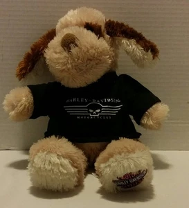 2008 Plüsch 13 Zoll Harley Davidson Kickstand JR Welpe Hund mit Logo T-Shirt hellbraun flauschig - Bild 1 von 7