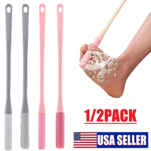 2Pcs Toe Gap Cleaning Brush Foot Scrubber in Shower Long Handle Silicone Brush - Picture 1 of 18