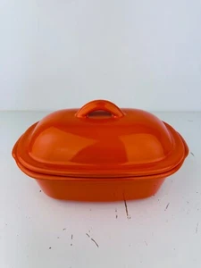 Pampered Chef 1.5 Qt Orange Roast Pan Casserole Dish With Lid 1171 - Picture 1 of 3