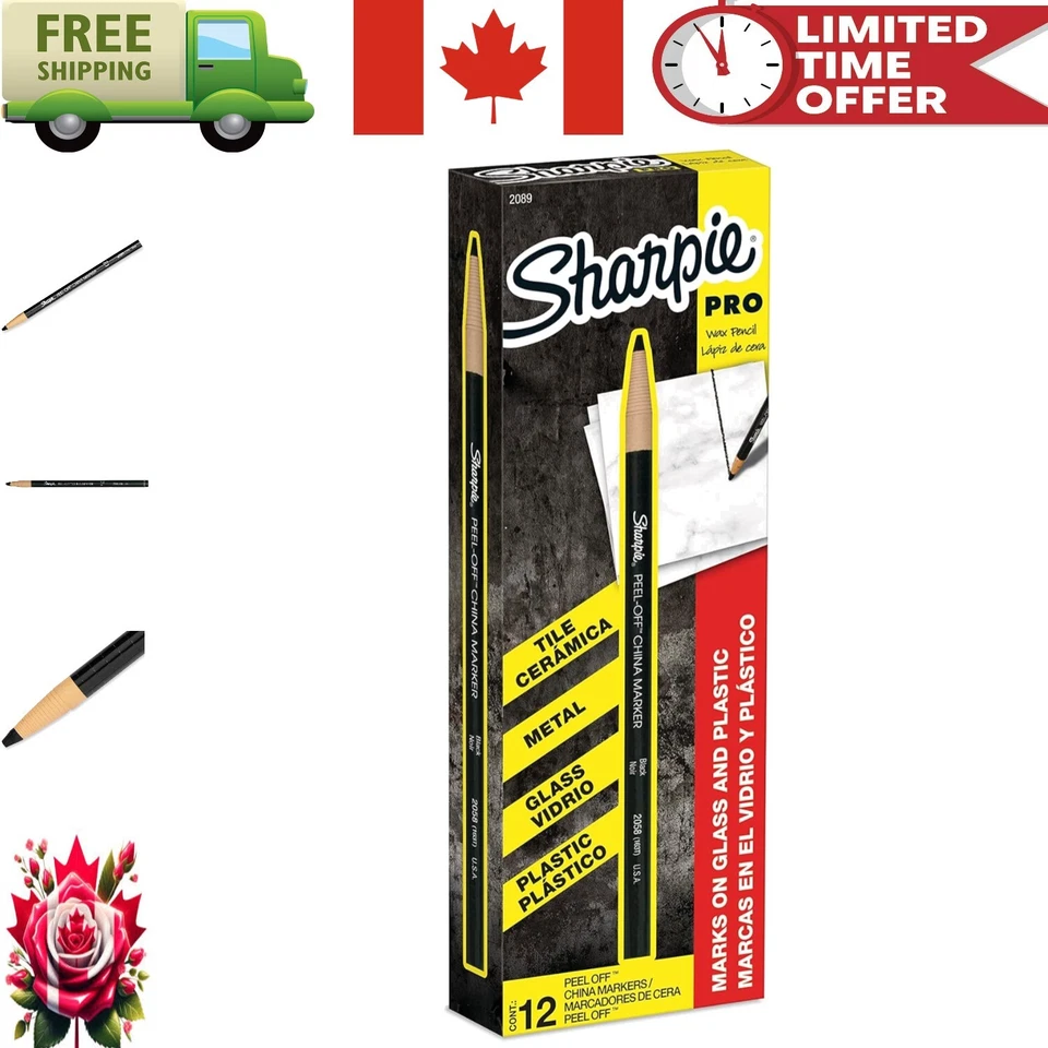 Marcadores de China negros de 12 unidades - sin afilar, fácil limpieza, punto medio Foto 1 de 4