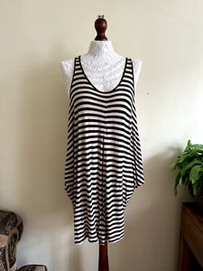 Black and Cream Stripe Maternity Jersey Shift Beach Summer Dress Topshop Size 12 - Picture 1 of 4