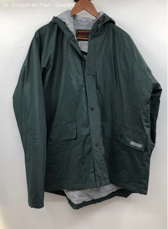 Men's Stearns Dry Wear Green Waterproof Rain Coat Hooded - Size Medium - Image 1 of 4