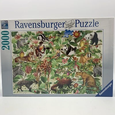 Ravensburger Jungle Animals Panda Monkey Cheetah 2000 Piece Jigsaw Puzzle NEW - Image 1 of 4