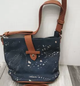 DESIGUAL Laser Cut Design Faux Leather Purse / Handbag COLOR BLUE (9''X10'') - Picture 1 of 13