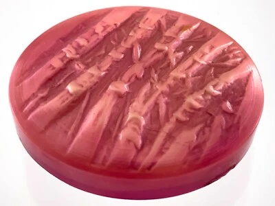 Vintage Molded Pink Color Plastic Garment Button Size 1.4in Tree Pattern 937A - Image 1 of 4