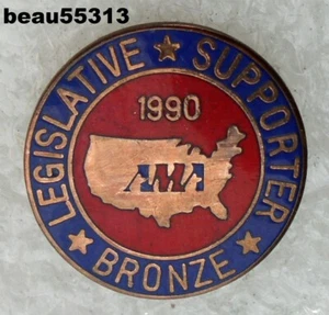 ⭐"VINTAGE" 1990 AMA SUPPORTER BRONCE IDEAL PARA TU HARLEY CHALECO CHAQUETA PIN - Imagen 1 de 1