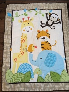 Garanimals Animal Crib Comforter Blanket Monkey Giraffe Tiger Elephant Jungle - Picture 1 of 10