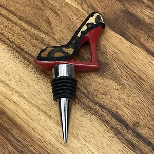 Sexy tapón de botella de vino con estampado de leopardo de tacón alto con estampa - Imagen 1 de 8