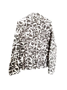 Joni B. Chaqueta Mujer Talla XL Verano Floral Blanco/Gris/Beige Mezcla Algodón Botón - Imagen 1 de 5