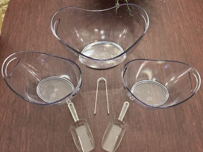 Cubos de hielo de acrílico transparente 3 piezas 1 pieza 8L, 2 piezas 4L, 1 pieza pinza y 2 piezas cucharas NUEVO Foto 1 de 4