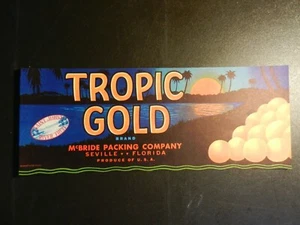 VINTAGE TROPIC GOLD BRAND ST. JOHN'S RIVER FRUIT UNUSED LABEL. 3" X 8 1/4" - Picture 1 of 1