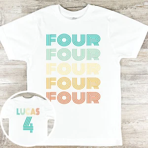 Personalized 4th Birthday Shirt, Boy Fourth Birthday Shirt, Unisex Kids, 2062 - Picture 1 of 9
