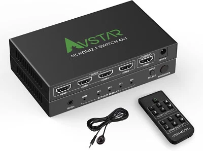 AVSTAR 8K HDMI 2.1 Switch 4x1 - 4 Port HDMI Selector - Image 1 of 4