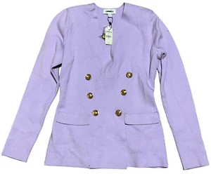 EXPRESS PURPLE DOUBLE BREASTED NOVELTY BUTTON SWEATER JACKET BLAZER CARDIGAN S - Picture 1 of 8