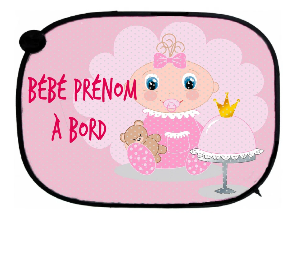 Pare soleil pour voiture bebe a bord personnalisé prénom au choix réf 02 - Photo 1/1