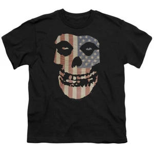 Misfits Fiend Flag Color Kids Youth T Shirt Licensed Music Rock Band Tee Black