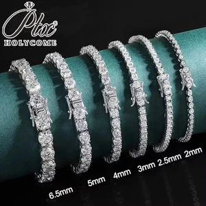 2.5-5mm Full VVS1 Moissanite Men Tennis Bracelet Women 18K White Gold Plated GRA - Picture 1 of 22