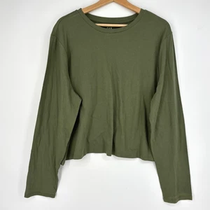 T-shirt Gap donna XXL rimpicciolita t cropped verde oliva cotone girocollo lunga slv - Foto 1 di 8