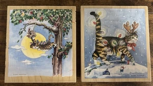 Juego de 2 estampillas Happen Gary Patterson estampillas de goma gato de colección aptas para atar (H) - Imagen 1 de 3